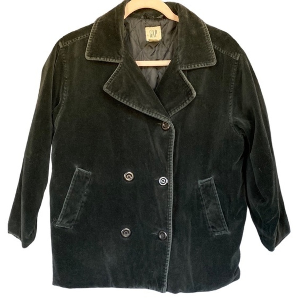 GAP double breasted‎ black velvet winter coat